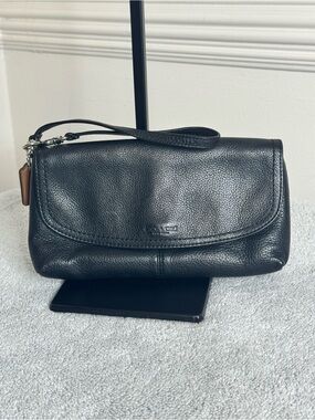 Coach Black Textured Leather Wristlet
